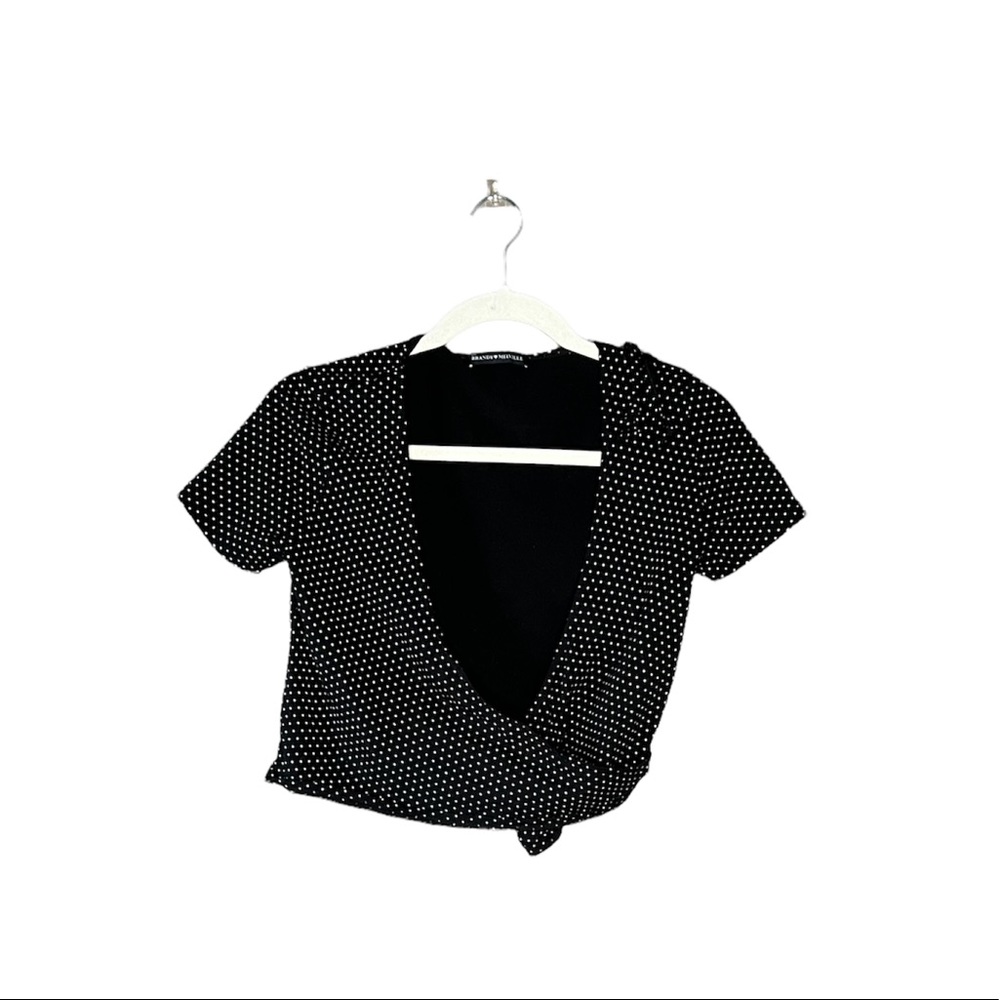 Brandy Melville Tie-Front Polka Dot Top